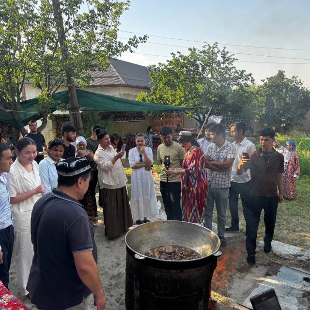 Traditional Uzbek Plov Cooking Process